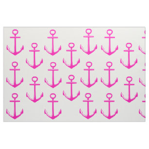 Roze en blauw Nautisch materiaal - roze ankers Stof