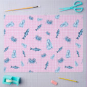 Roze en Blauw nautisch reeksontwerp 12 Tissuepapier (Craft)