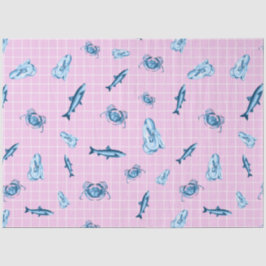 Roze en Blauw nautisch reeksontwerp 12 Tissuepapier