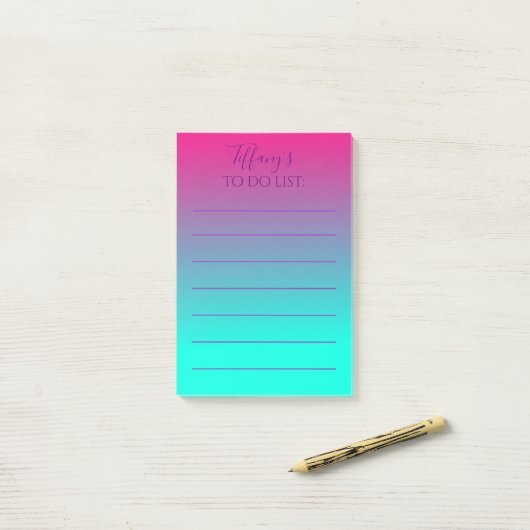 roze en blauw ombre te doen lijst post-it® notes (Op bureau)