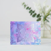 Roze en blauw ontwerp briefkaart (Staand voorkant)