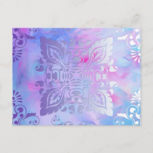 Roze en blauw ontwerp briefkaart (Voorkant)
