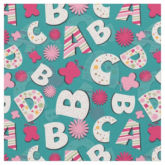 Roze en blauw ontwerp van ABC Stof (Close Up)