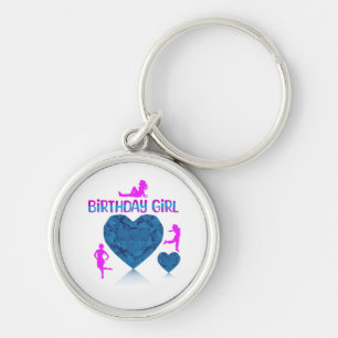Roze en blauw ontwerp verjaardagsverjaardag Sleute Sleutelhanger