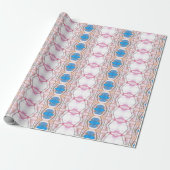 Roze en Blauw Ontwerper Papier Gift Wrap (Uitgerold)