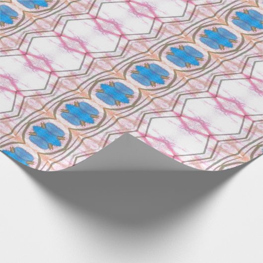 Roze en Blauw Ontwerper Papier Gift Wrap (Hoek)