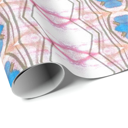 Roze en Blauw Ontwerper Papier Gift Wrap (Rol Hoek)