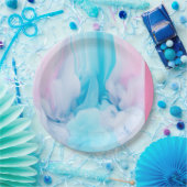 roze en blauw papieren bordje (Feest)