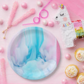 roze en blauw papieren bordje (Feest)