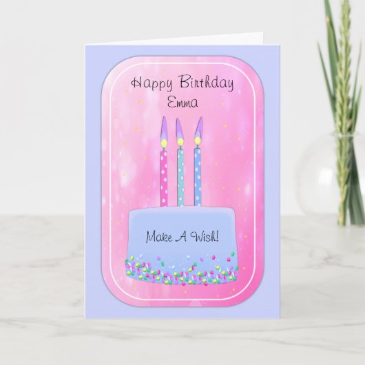 roze en blauw-partijsnoer en kaarsen van zaterdag kaart (Voorkant)