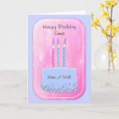 roze en blauw-partijsnoer en kaarsen van zaterdag kaart (Gele Bloem)