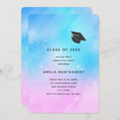 Roze en Blauw Pastel Gradient Sky Afstuderen Kaart (Voorkant / Achterkant)