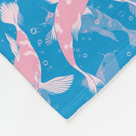 Roze en blauw patroon - Koi Fish Fleece Deken (Hoek)