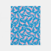 Roze en blauw patroon - Koi Fish Fleece Deken (Voorkant)