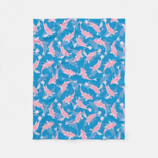 Roze en blauw patroon - Koi Fish Fleece Deken (Voorkant)