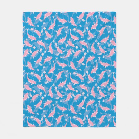 Roze en blauw patroon - Koi Fish Fleece Deken (Voorkant)