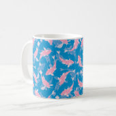 Roze en blauw patroon - Koi Fish Koffiemok (Voorkant links)