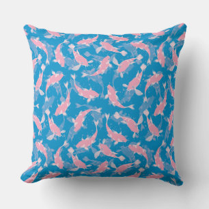 Roze en blauw patroon - Koi Fish Kussen