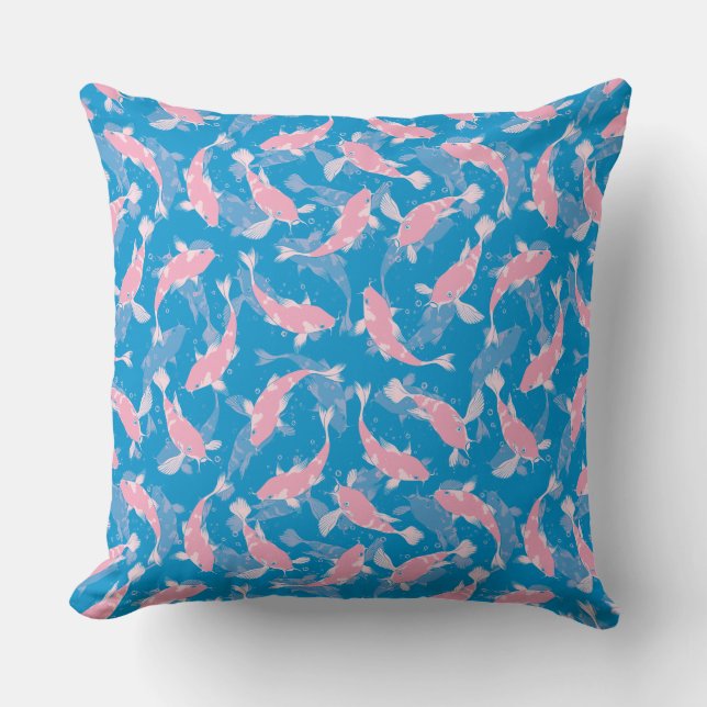 Roze en blauw patroon - Koi Fish Kussen (Voorkant)