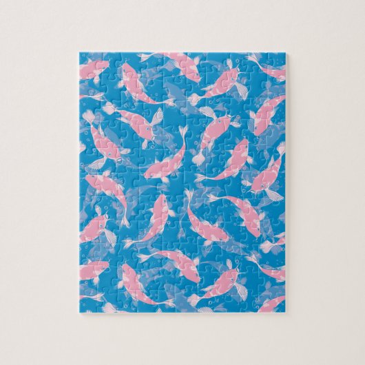 Roze en blauw patroon - Koi Fish Legpuzzel (Verticaal)