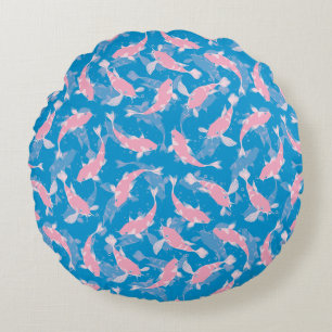 Roze en blauw patroon - Koi Fish Rond Kussen