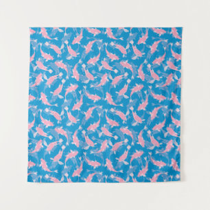 Roze en blauw patroon - Koi Fish Wandkleed