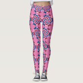 roze en blauw patroon leggings (Voorkant)