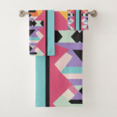 Roze en blauw Patroon mix Bad Handdoek (Insitu)