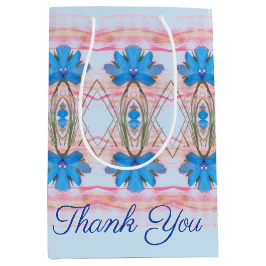 Roze en Blauw Patterned Medium Cadeauzakje (Voorkant)