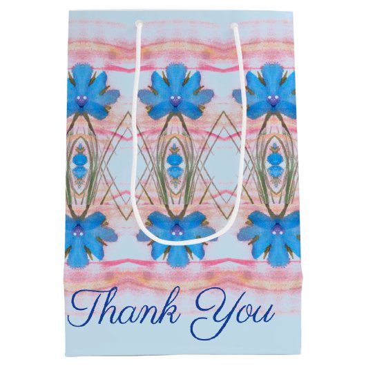 Roze en Blauw Patterned Medium Cadeauzakje (Achterkant)