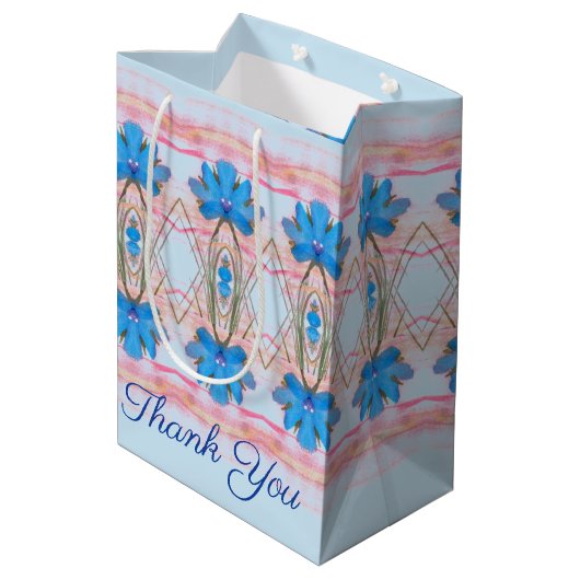 Roze en Blauw Patterned Medium Cadeauzakje (Achterkant Gekanteld)