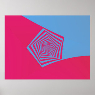 Roze en Blauw Pentagon Spiral Poster