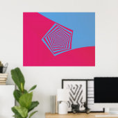Roze en Blauw Pentagon Spiral Poster (Thuiskantoor)