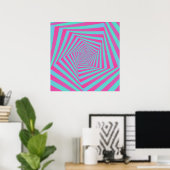 Roze en Blauw Pentagon Spiral Poster (Thuiskantoor)