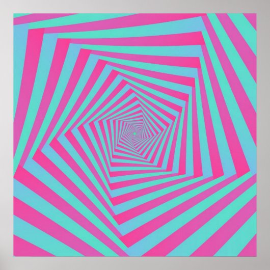Roze en Blauw Pentagon Spiral Poster (Voorkant)