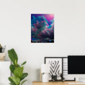 Roze en blauw Poster 16 inch×20 inch (Thuiskantoor)