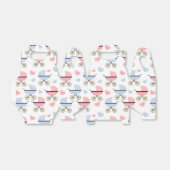 Roze en Blauw Pram Pattern Baby shower Bedankdoosjes (Uitgevouwen)