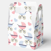 Roze en Blauw Pram Pattern Baby shower Bedankdoosjes (Geopend)