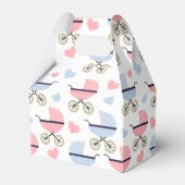 Roze en Blauw Pram Pattern Baby shower Bedankdoosjes (Voorkant Zijde)