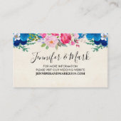 Roze en Blauw Prety Flower Border Bruiloft Website Visitekaartje (Voorkant)