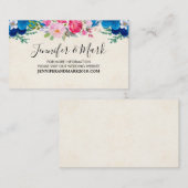 Roze en Blauw Prety Flower Border Bruiloft Website Visitekaartje (Voorkant / Achterkant)