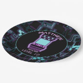 Roze en Blauw Retro Arcade Videogame Papieren Bordje (Gekanteld)