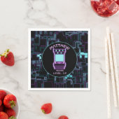 Roze en Blauw Retro Arcade Videogame Servet (Insitu)