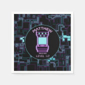 Roze en Blauw Retro Arcade Videogame Servet (Voorkant)