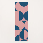Roze en Blauw Retro Cirkel Geometrisch Patroon Yogamat (Voorkant)