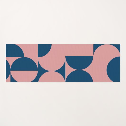 Roze en Blauw Retro Cirkel Geometrisch Patroon Yogamat (Voorkant (horizontaal))