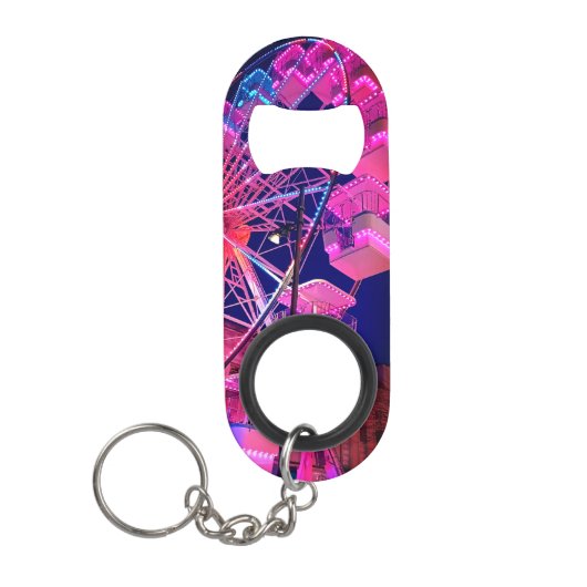 Roze en blauw reuzenrad mini flessenopener (Voorkant)