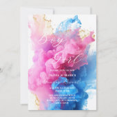 Roze en Blauw Rook Thema Baby Geslacht Onthullen Kaart (Voorkant)