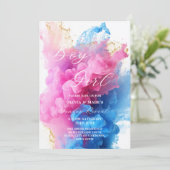 Roze en Blauw Rook Thema Baby Geslacht Onthullen Kaart (Staand voorkant)