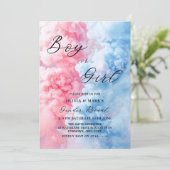 Roze en Blauw Rookjongen of Meisje Geslacht Onthul Kaart (Staand voorkant)